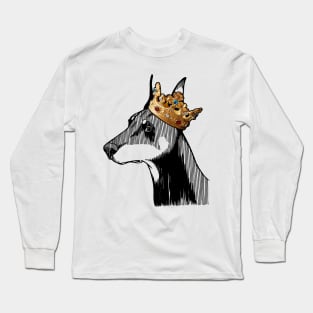 Doberman Pinscher Dog King Queen Wearing Crown Long Sleeve T-Shirt